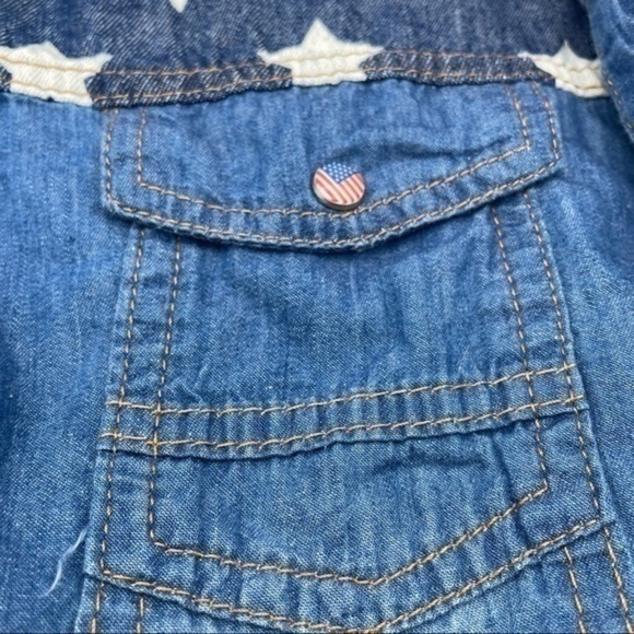 Vintage American Flag Denim Shirt S Womens Top Shirt Stars Stripes Patriotic - Picture 4 of 9
